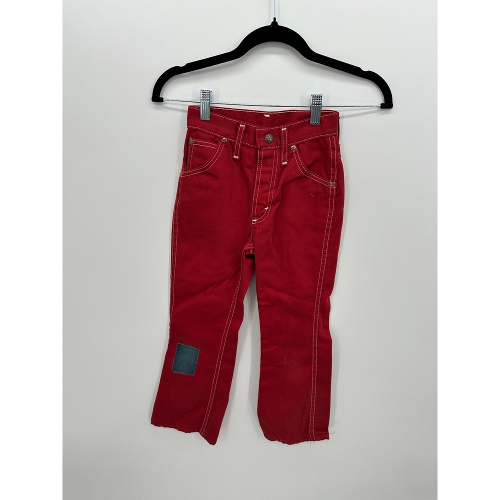 Vintage JCPenney‎ Super Denim Red Contrast Stitch Straight Leg Jeans Kids Size 8
